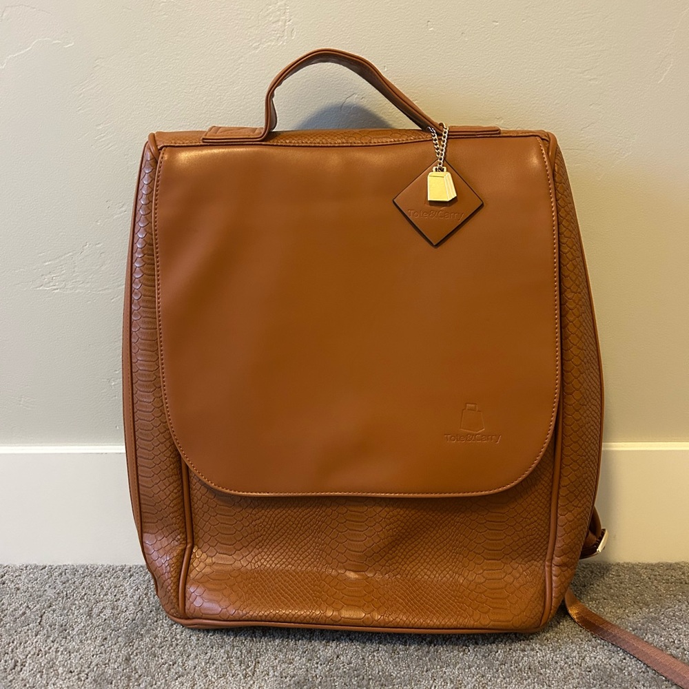 Brown Leather Backpack - Structured Bag - image 1